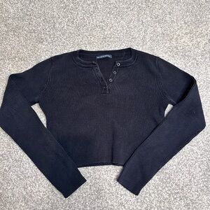 Brand Melville - cropped - Black Ribbed Long Sleeve Top - final sale